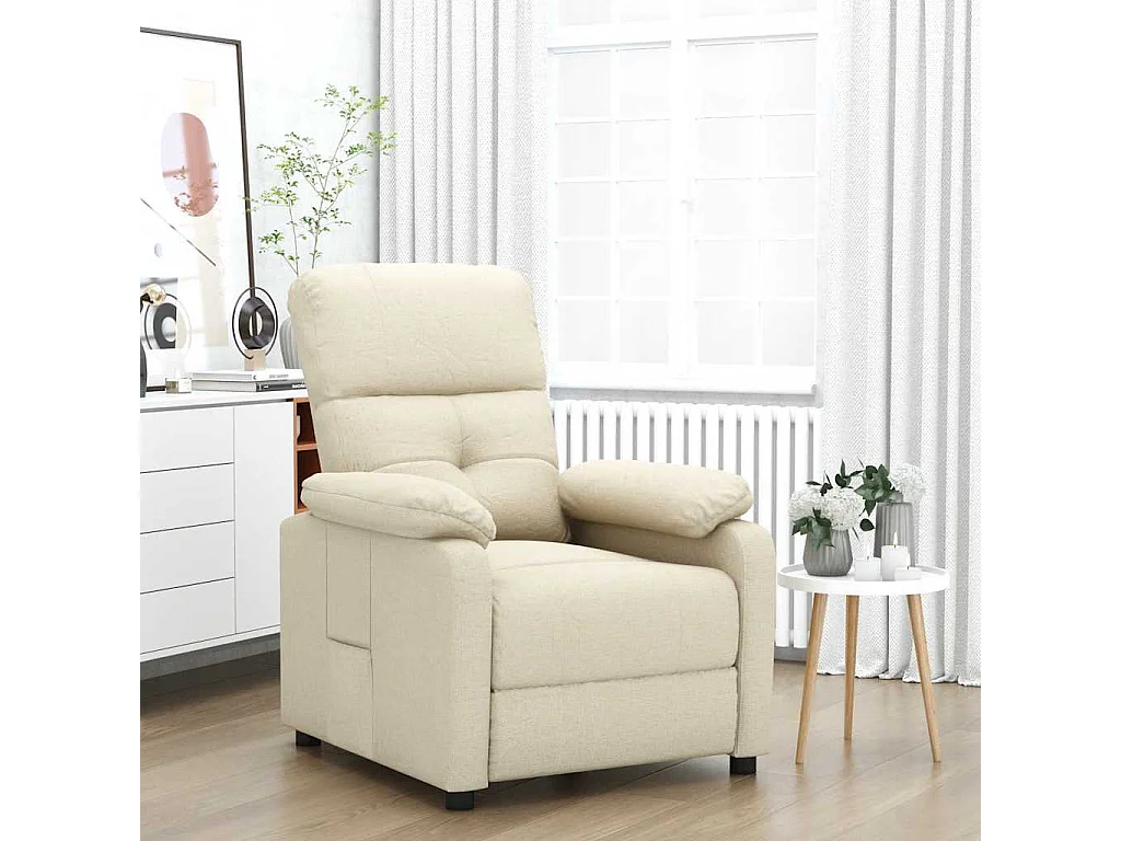 Poltrona Salotto | Sedia | Poltrona Reclinabile in Tessuto Crema SHL8781