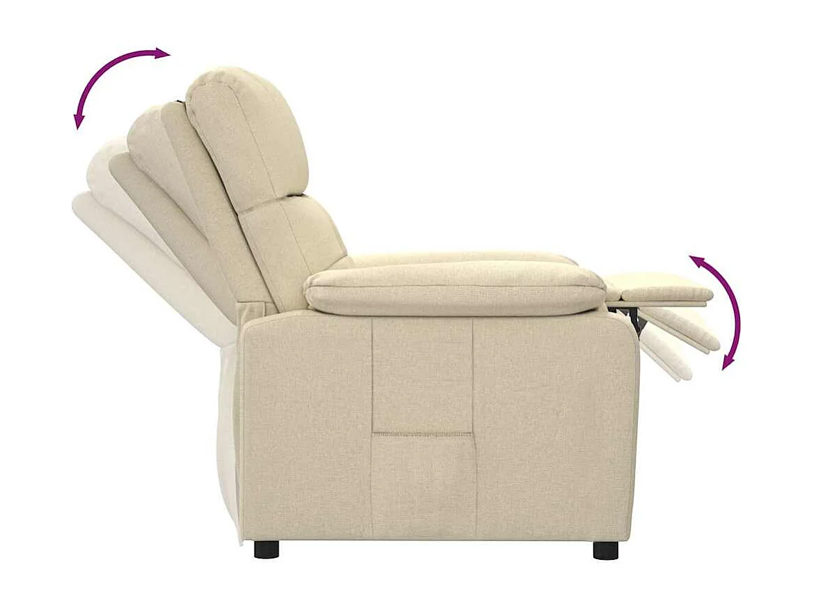 Poltrona Salotto | Sedia | Poltrona Reclinabile in Tessuto Crema SHL8781