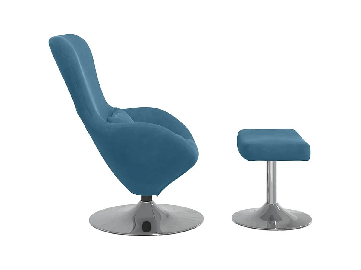 Fauteuil de Salon-Chaise-Fauteuil œuf avec repose-pieds Bleu 63x73x90 cm Velours SHL4266