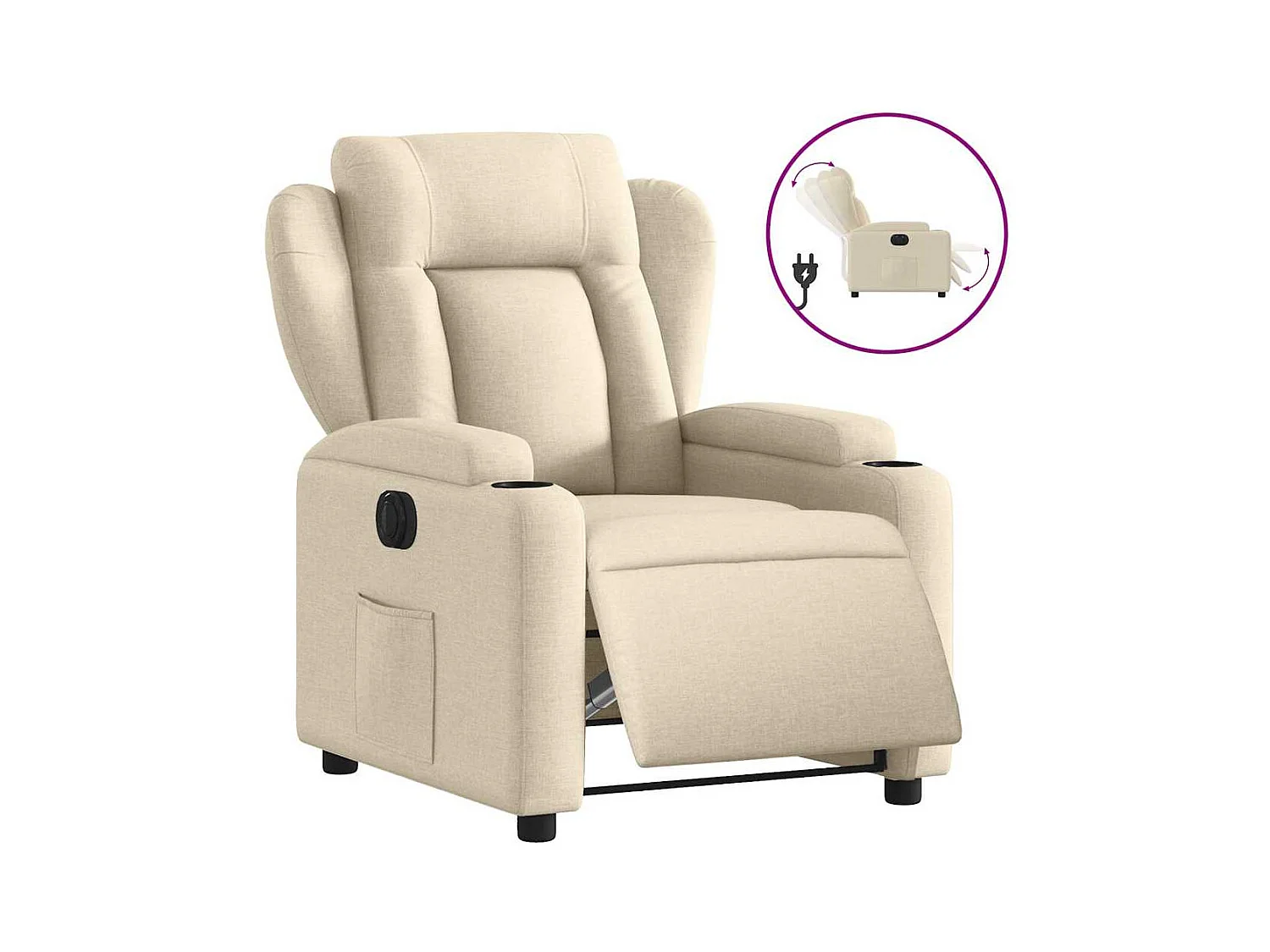Sillón de relax | Silla | Sillón reclinable eléctrico de tela crema SHL4131