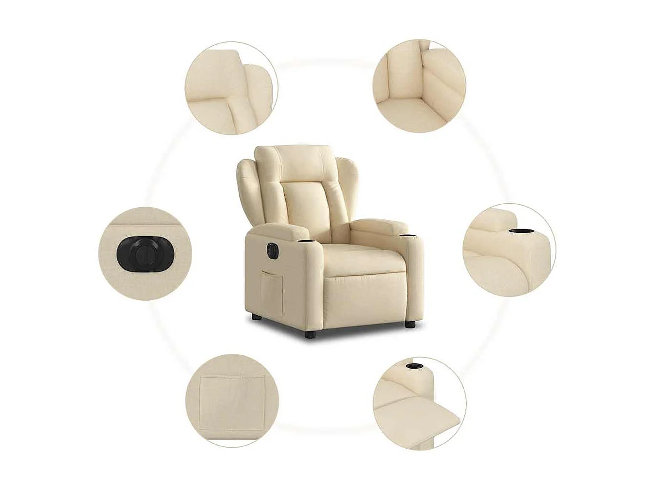 Sillón de relax | Silla | Sillón reclinable eléctrico de tela crema SHL4131