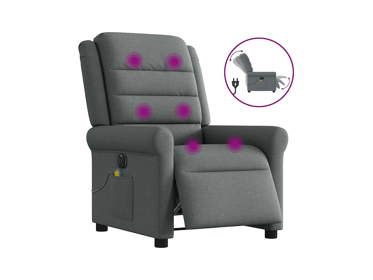 Sillón de relax | Sillón reclinable de masaje eléctrico tela gris oscuro SHL7154