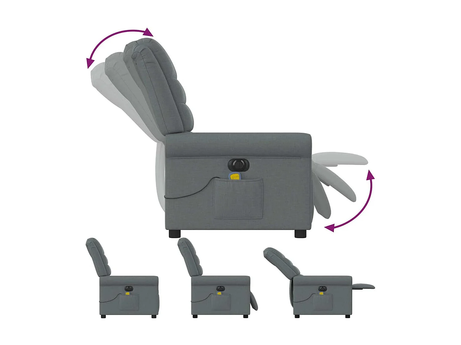 Sillón de relax | Sillón reclinable de masaje eléctrico tela gris oscuro SHL7154