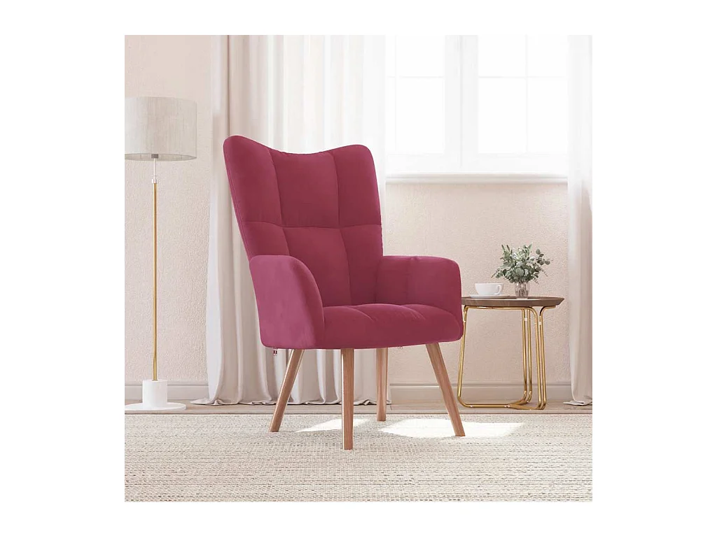 Chaise de relaxation-Fauteuil de Salon Rouge bordeaux Velours SHL4371