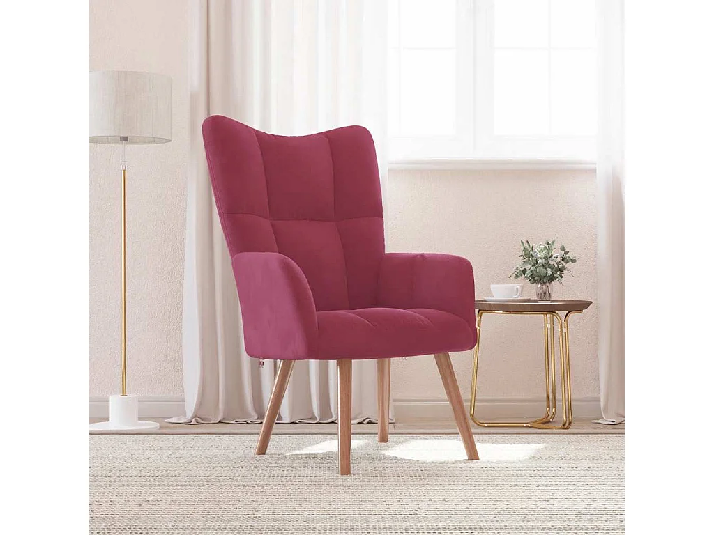 Chaise de relaxation-Fauteuil de Salon Rouge bordeaux Velours SHL4371