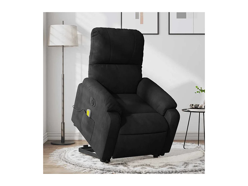 Fauteuil inclinable électrique-Chaise-Fauteuil de Massage noir tissu microfibre SHL1918
