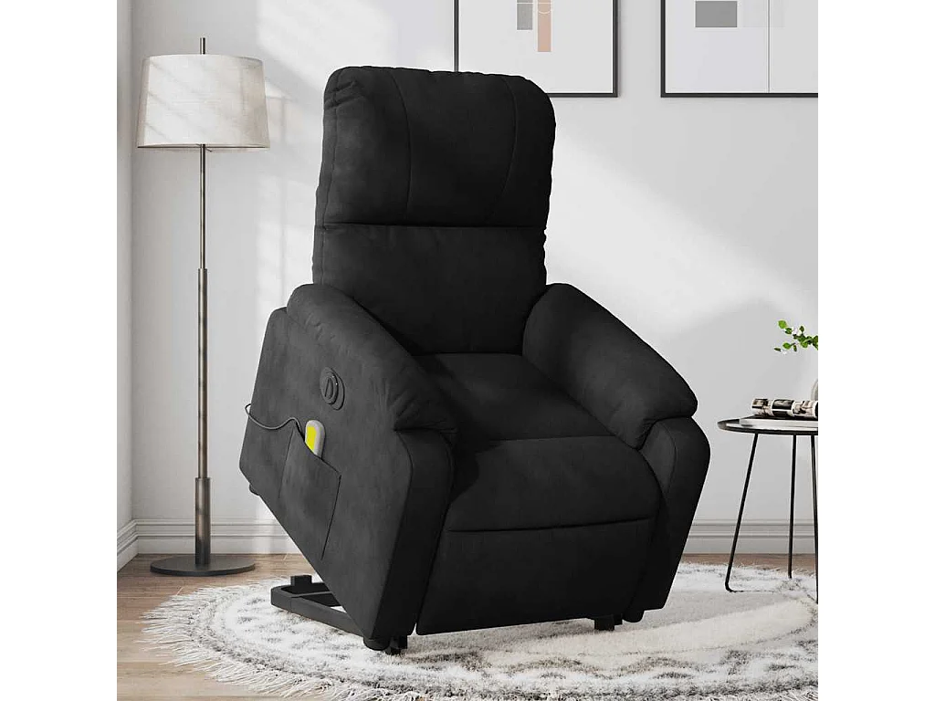 Fauteuil inclinable électrique-Chaise-Fauteuil de Massage noir tissu microfibre SHL1918