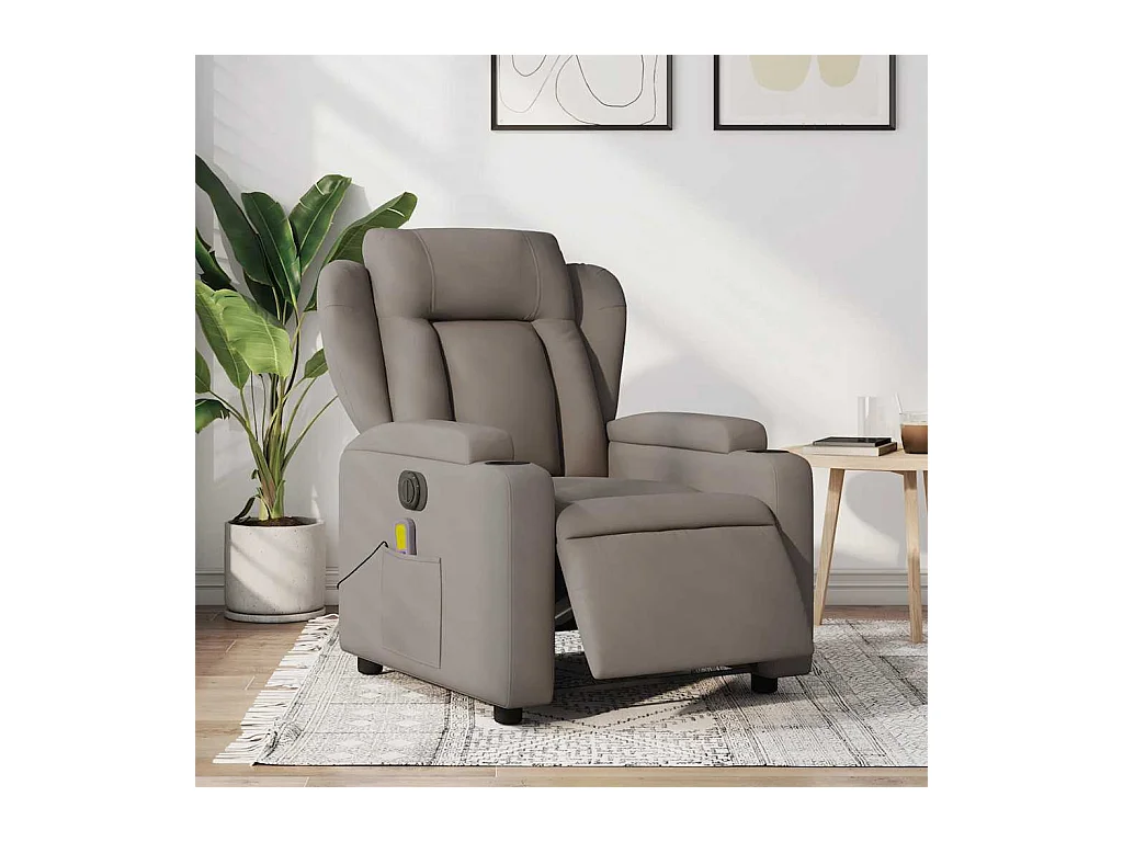 Sillón de relax | Sillón reclinable de masaje eléctrico tela gris taupe SHL5094