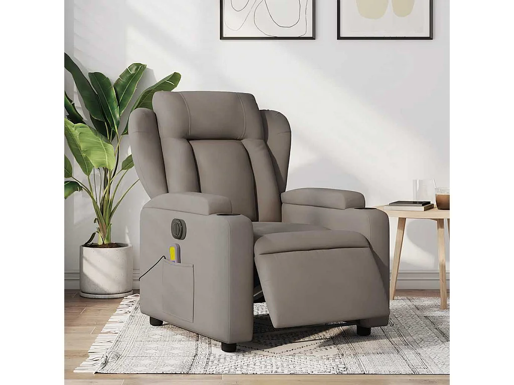 Massagesessel Elektrisch | Relaxsessel indoor Taupe Stoff SHL7693