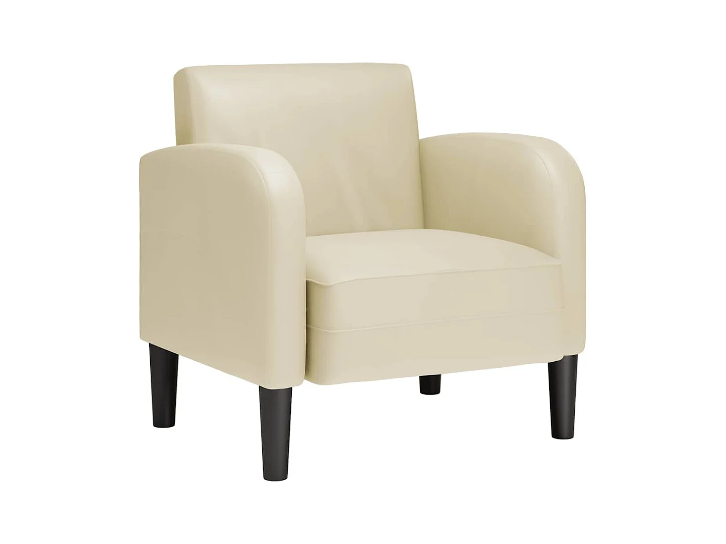 Sillón de salón con reposabrazos color crema 54 cm cuero sintética SHL3692