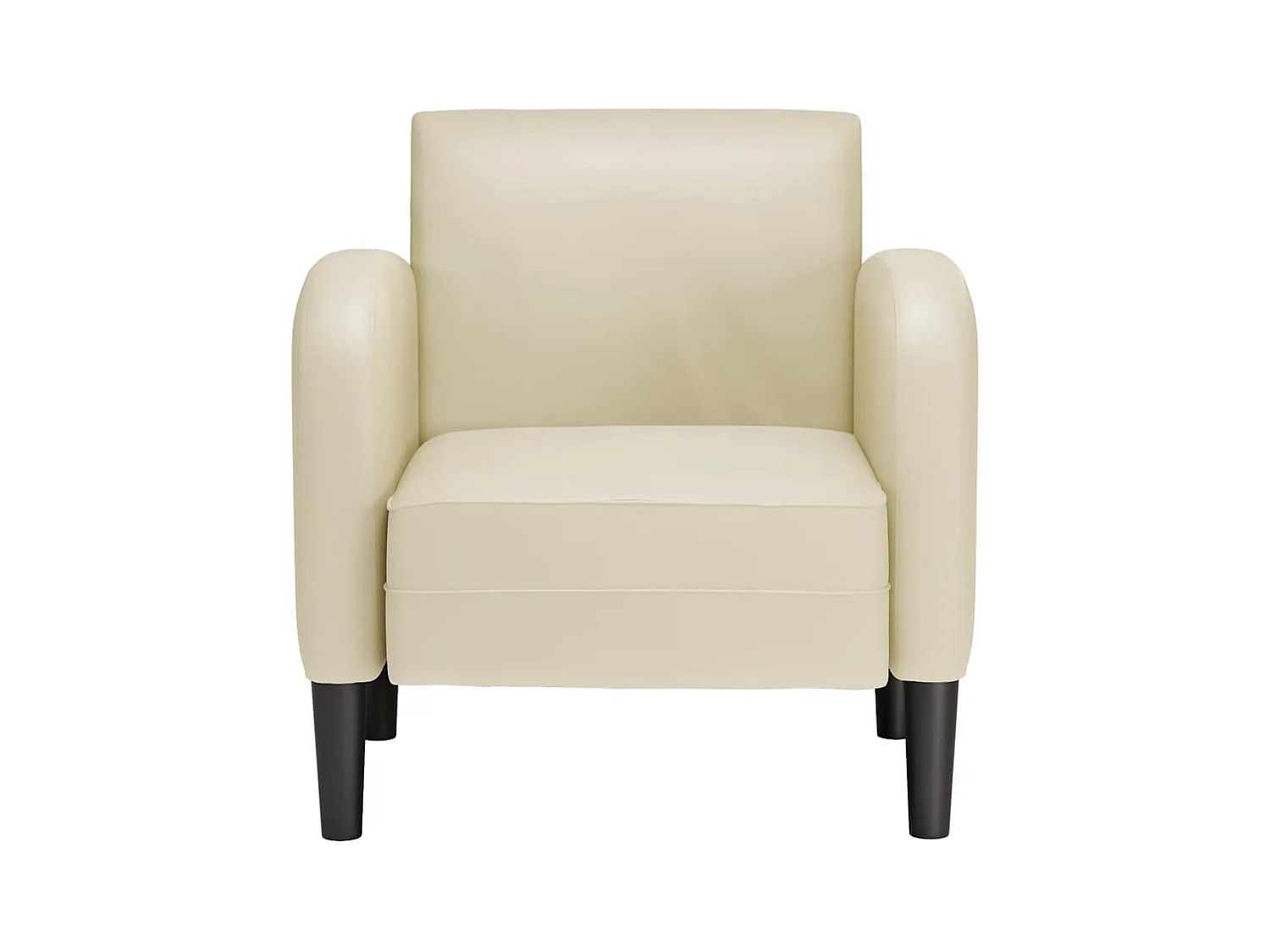 Sillón de salón con reposabrazos color crema 54 cm cuero sintética SHL3692