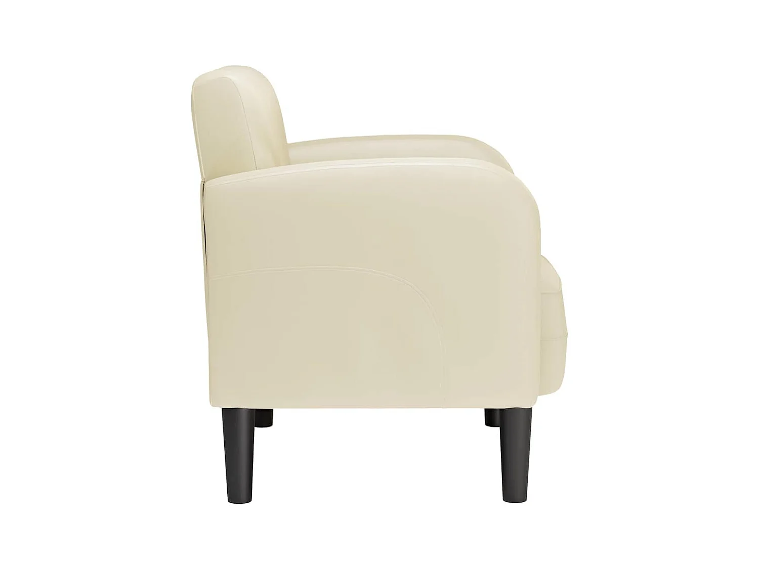 Sillón de salón con reposabrazos color crema 54 cm cuero sintética SHL3692