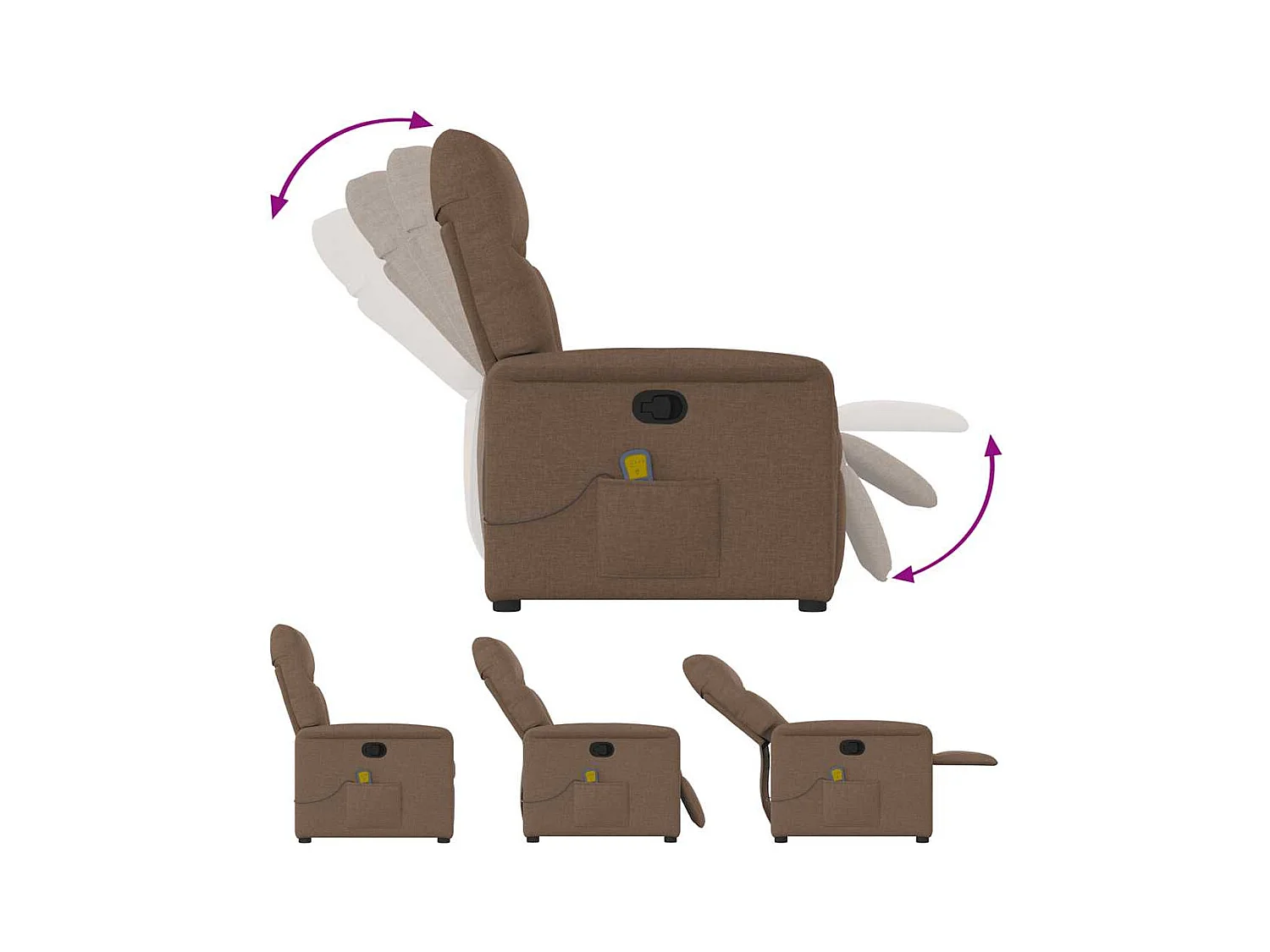 Fauteuil inclinable-Chaise de relax-Fauteuil de Massage Marron Tissu SHL2152