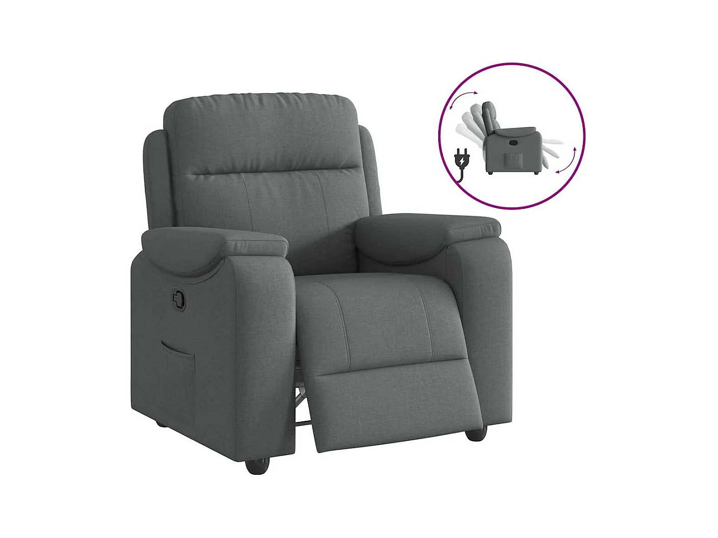 Fauteuil inclinable-Chaise de relax-Fauteuil TV Gris foncé Tissu SHL1446
