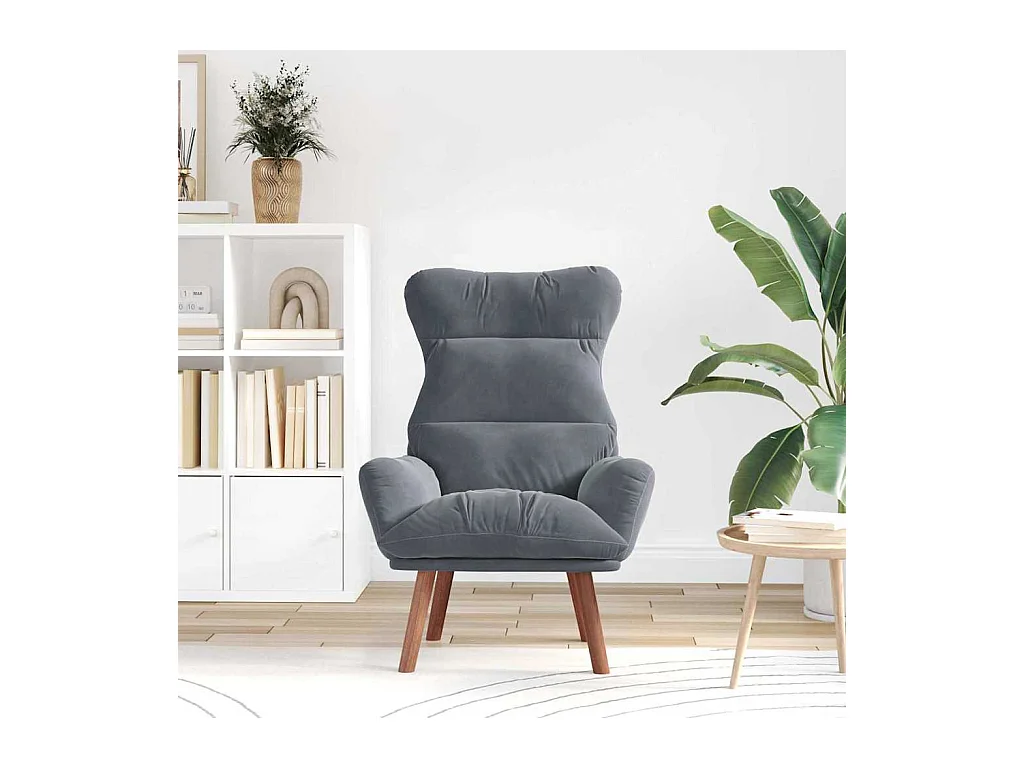 Sillón de relax | Silla Relax | Sillón de salón Gris oscuro 69x74x93 cm Terciopelo SHL7698
