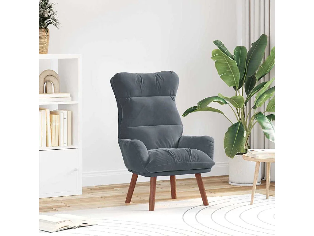 Fauteuil Salon-Chaise de relax Gris foncé 69x74x93 cm Velours SHL1699