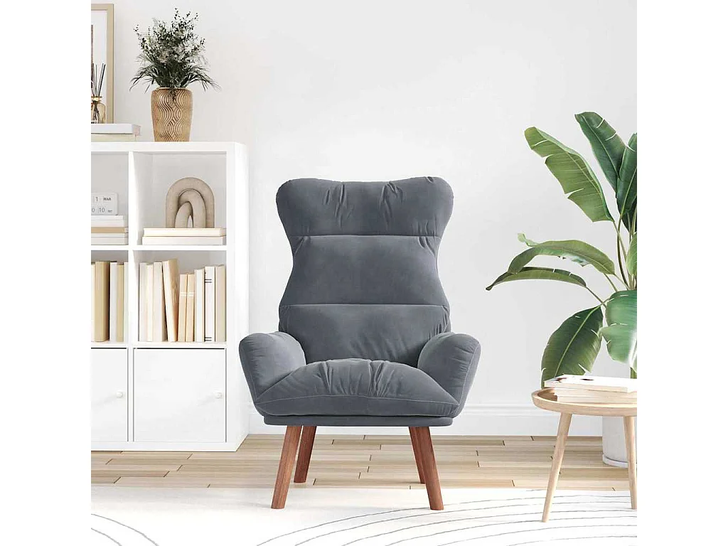 Fauteuil Salon-Chaise de relax Gris foncé 69x74x93 cm Velours SHL1699