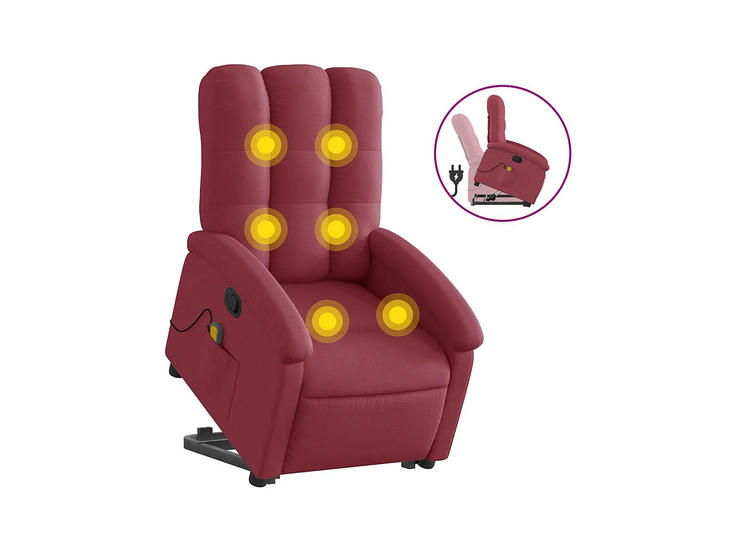 Poltrona de massagens reclin. elevatória tecido vermelho tinto SHL992427