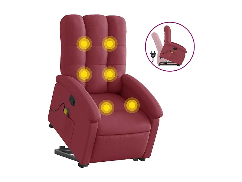 Massagesessel mit Aufstehhilfe | Relaxsessel Weinrot Stoff SHL78332