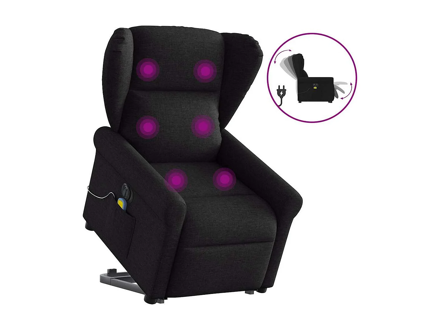 Sillón de salón | Silla | Sillón de masaje eléctrico reclinable elevable tela negro SHL3943