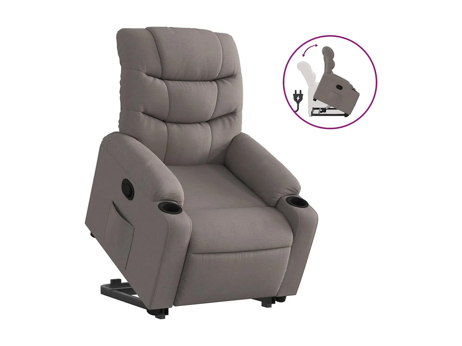 Relaxsessel | Lounge Sessel für Wohnzimmer mit Aufstehhilfe Taupe Stoff SHL60743