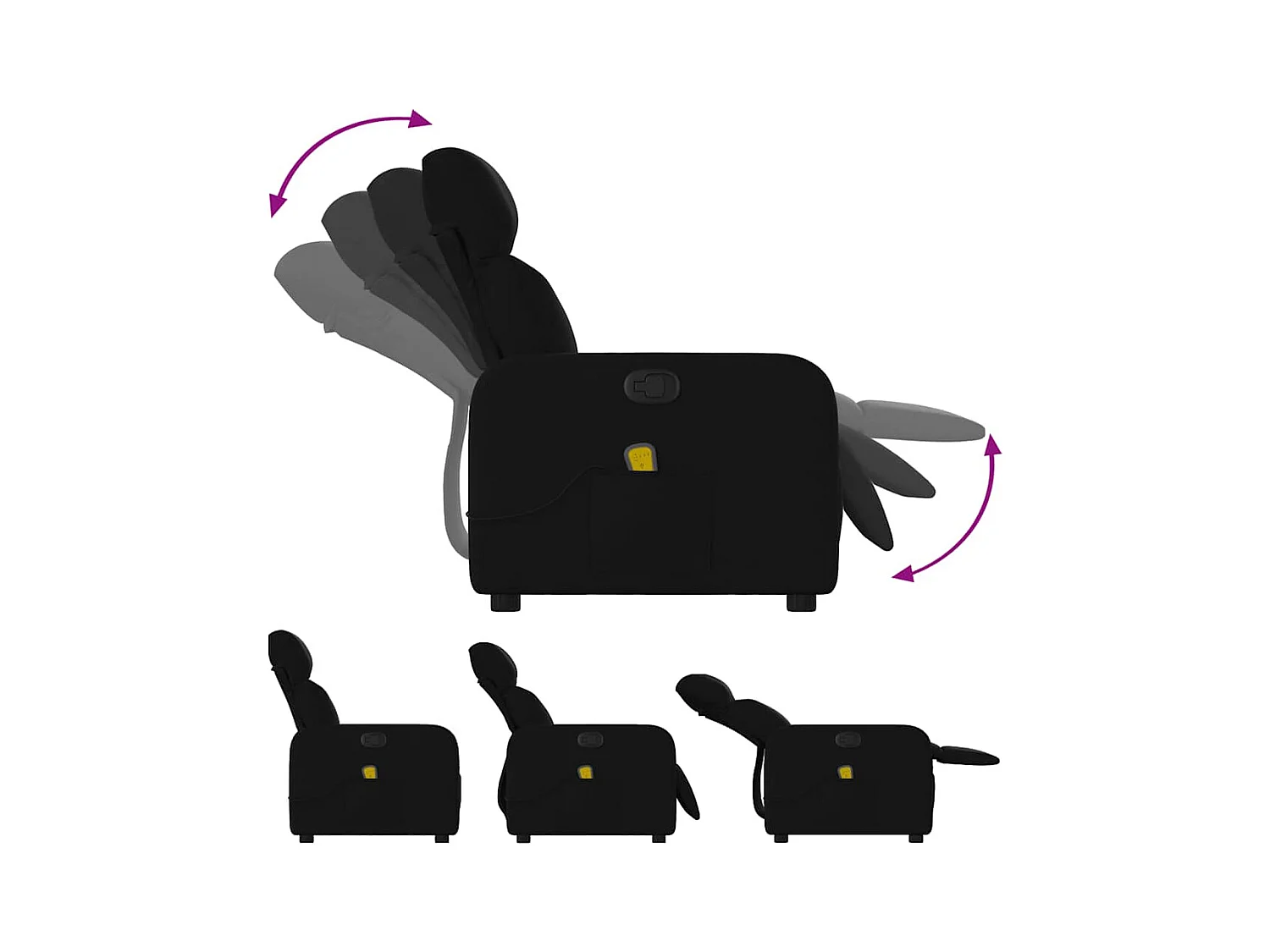 Poltrona de massagens reclinável tecido preto SHL428496