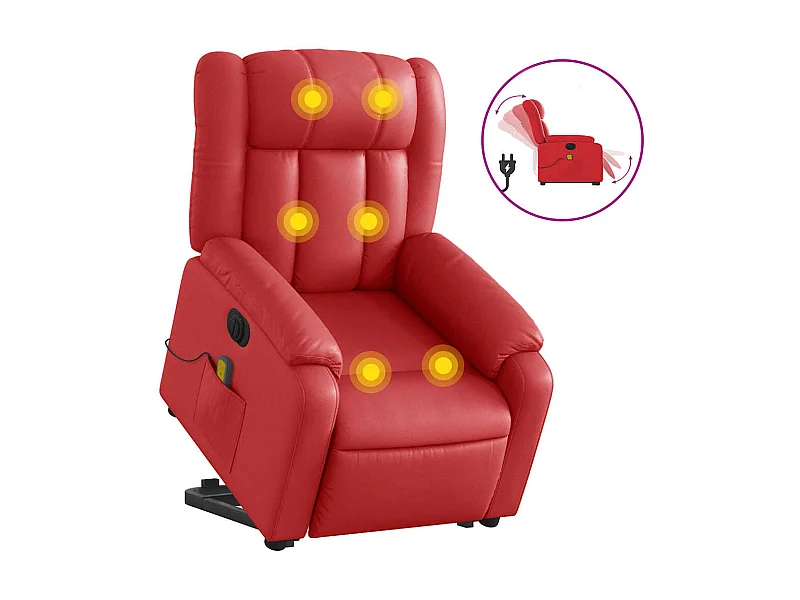 Fauteuil inclinable électrique-Chaise-Fauteuil de Massage rouge similicuir SHL1160
