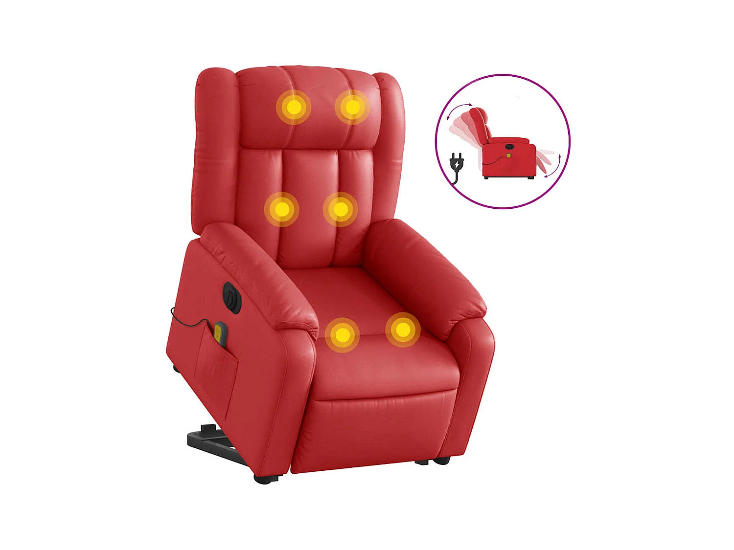 Fauteuil inclinable électrique-Chaise-Fauteuil de Massage rouge similicuir SHL1160