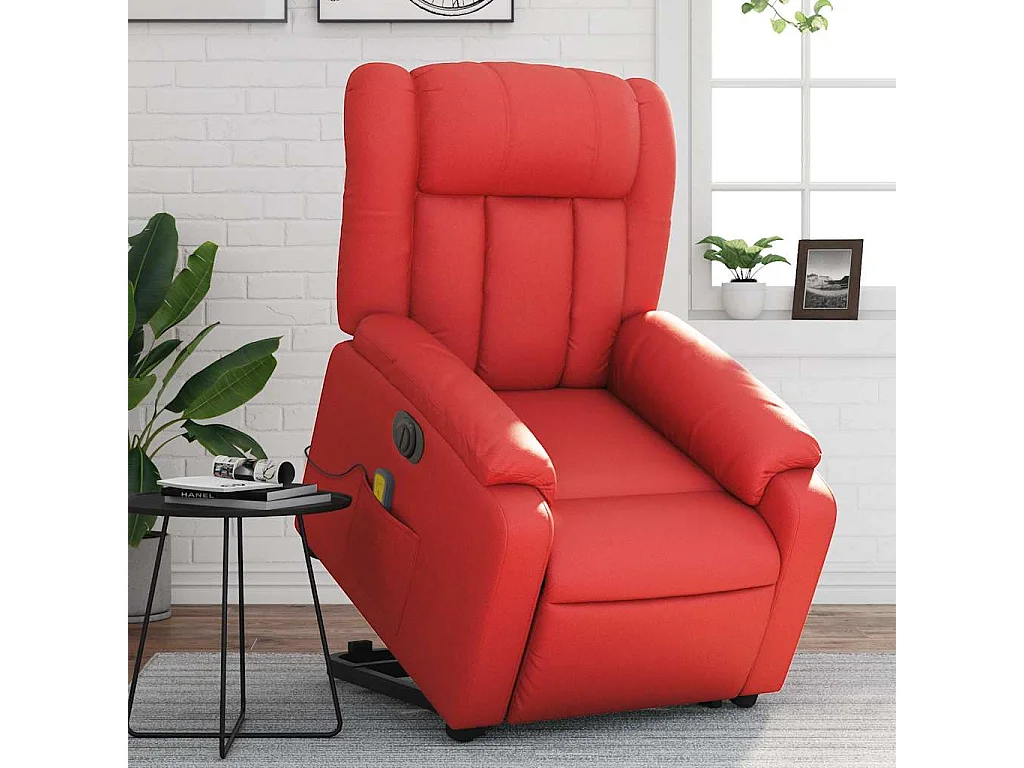 Fauteuil inclinable électrique-Chaise-Fauteuil de Massage rouge similicuir SHL1160