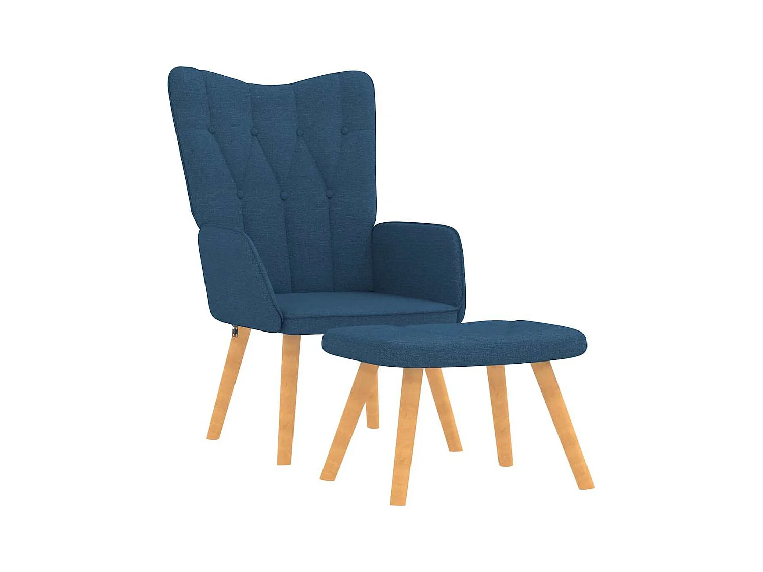 Fauteuil de relaxation moderne avec tabouret Bleu Tissu SHL3246