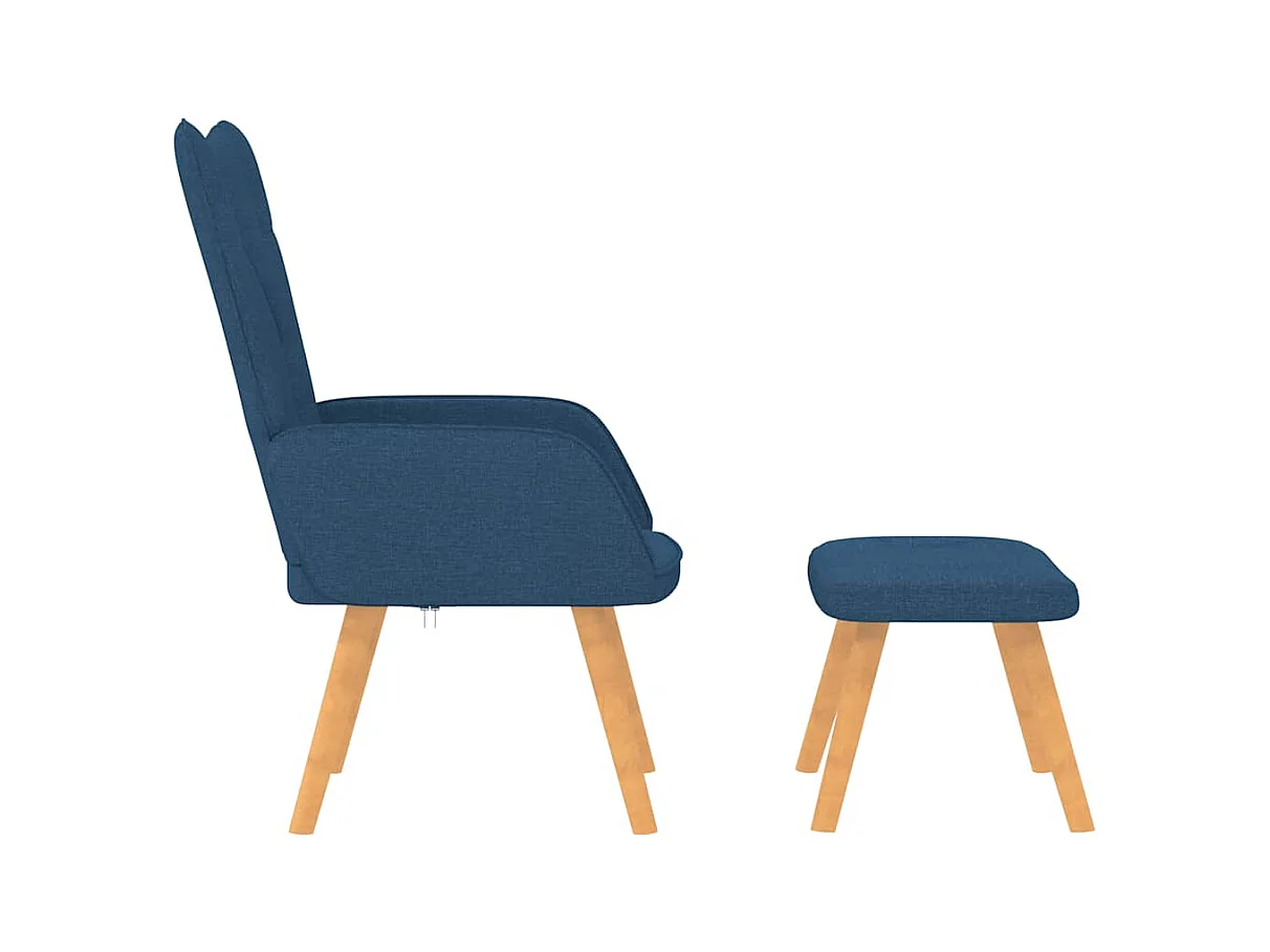 Fauteuil de relaxation moderne avec tabouret Bleu Tissu SHL3246