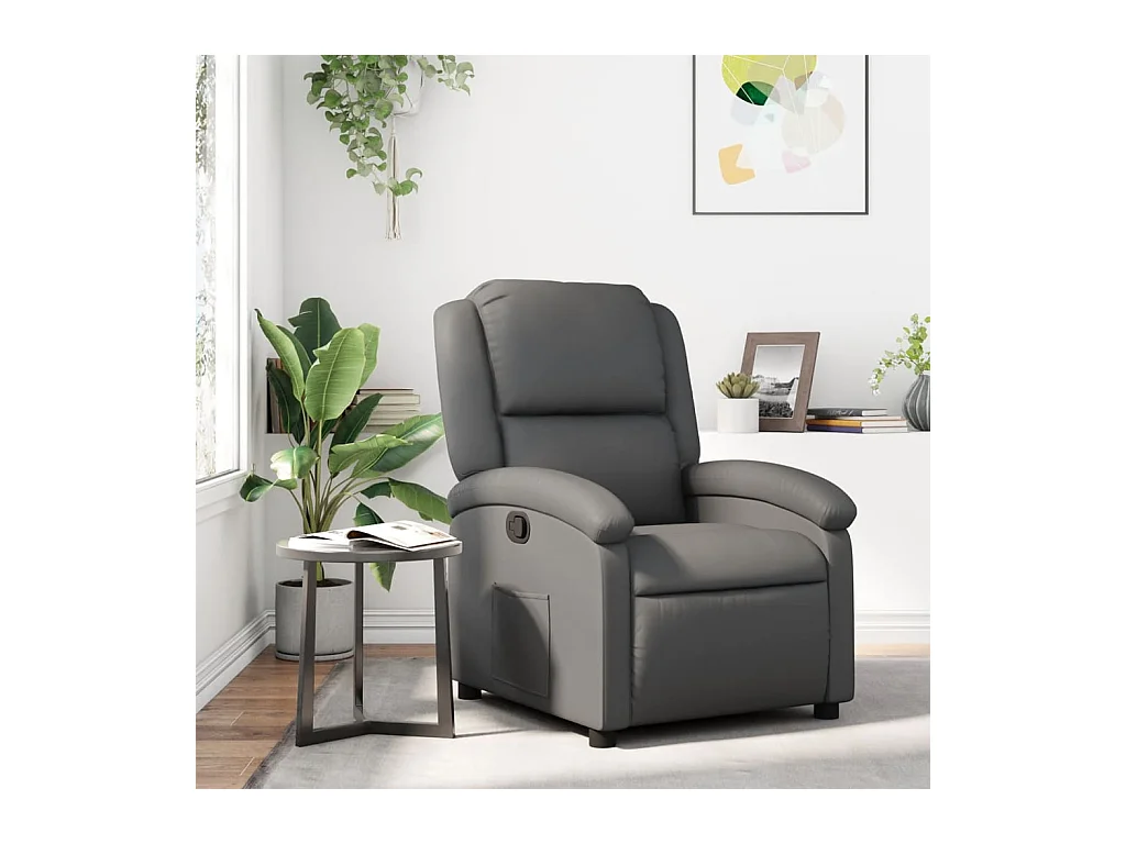 Fauteuil inclinable-Chaise de relax-Fauteuil salon gris similicuir SHL4967