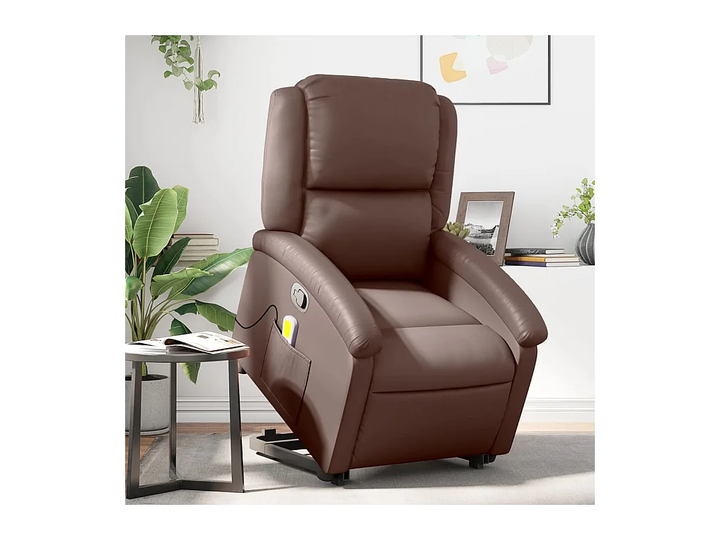 Sta-op-massagestoel verstelbaar kunstleer bruin