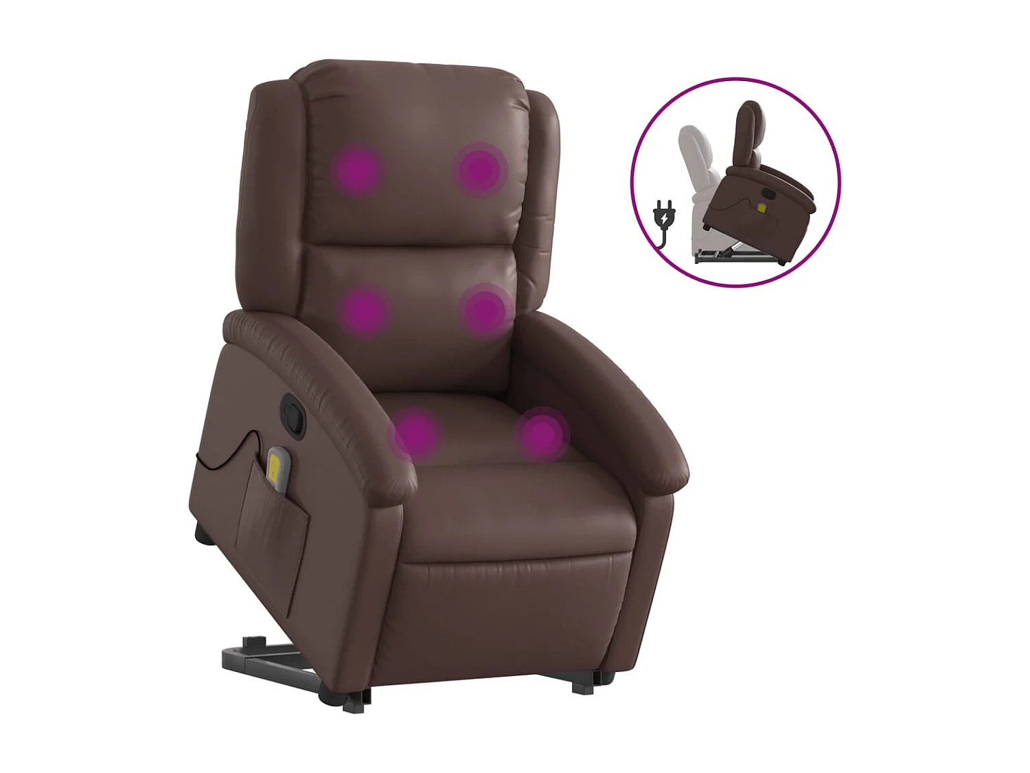 Massagesessel mit Aufstehhilfe | Relaxsessel Braun Kunstleder SHL13589