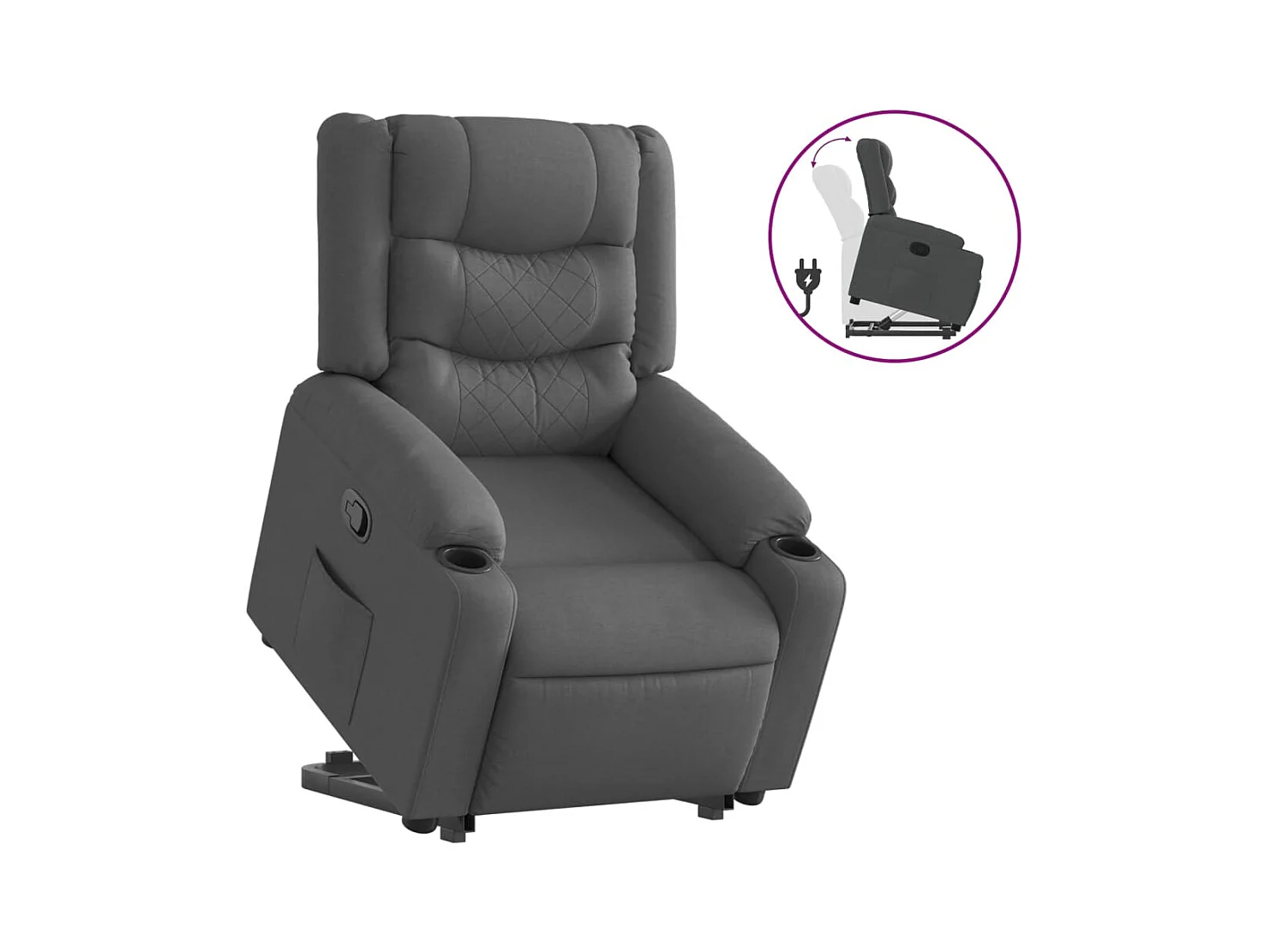 Sillón de relax | Silla | Sillón reclinable elevable de tela gris oscuro SHL2297