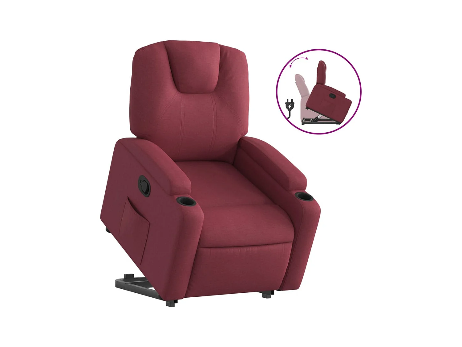 Fauteuil inclinable-Chaise de relax-Fauteuil salon rouge bordeaux tissu SHL3414