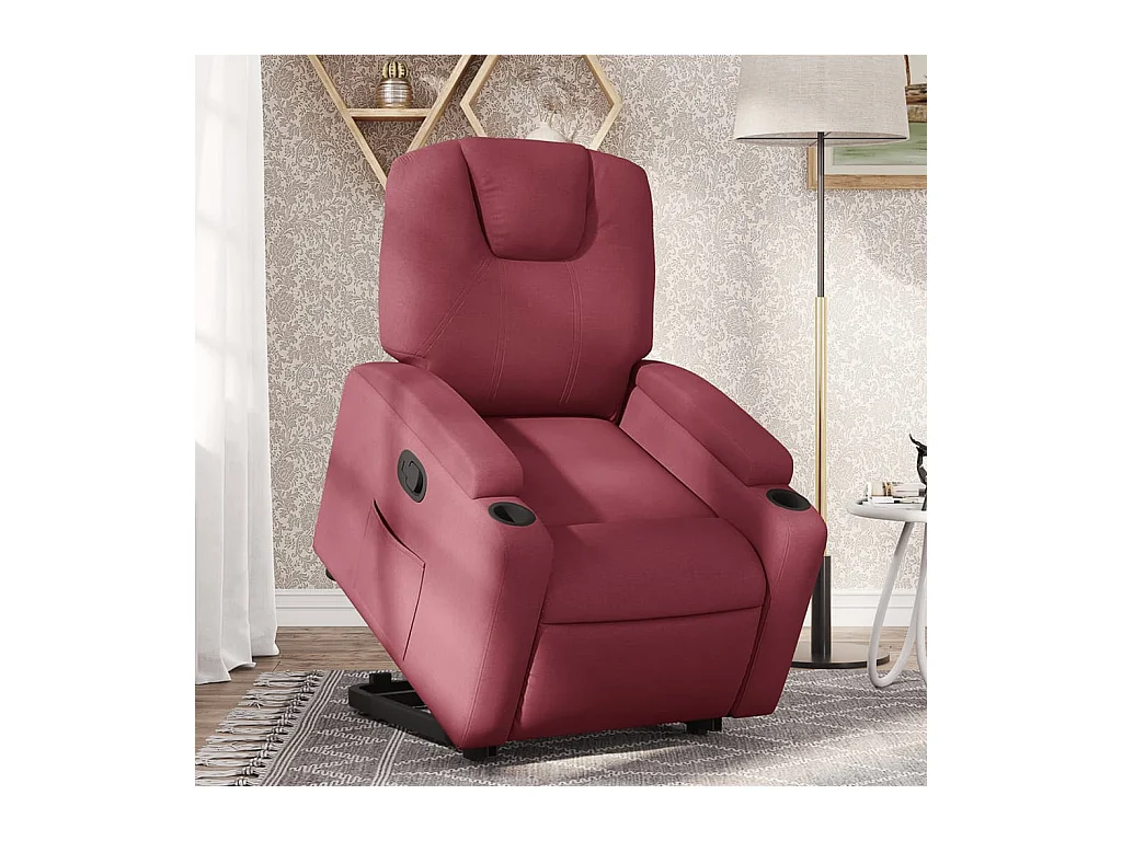 Fauteuil inclinable-Chaise de relax-Fauteuil salon rouge bordeaux tissu SHL3414