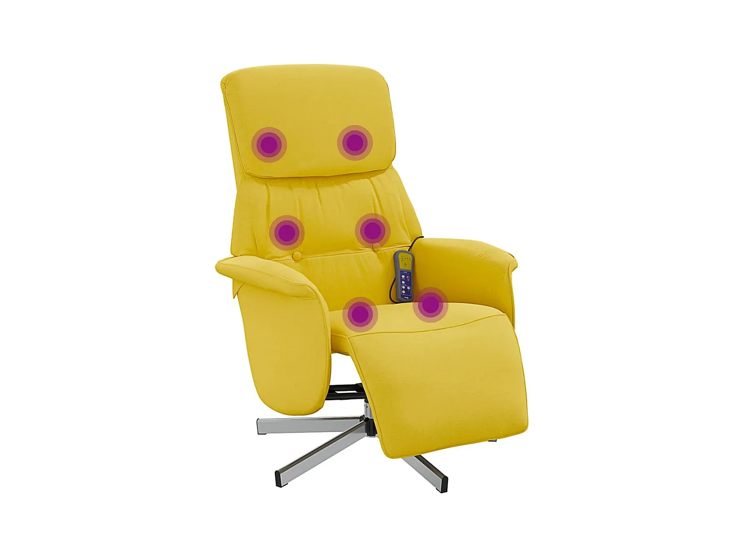 Sillón de relax | Sillón reclinable de masaje con reposapiés tela amarillo claro SHL4022