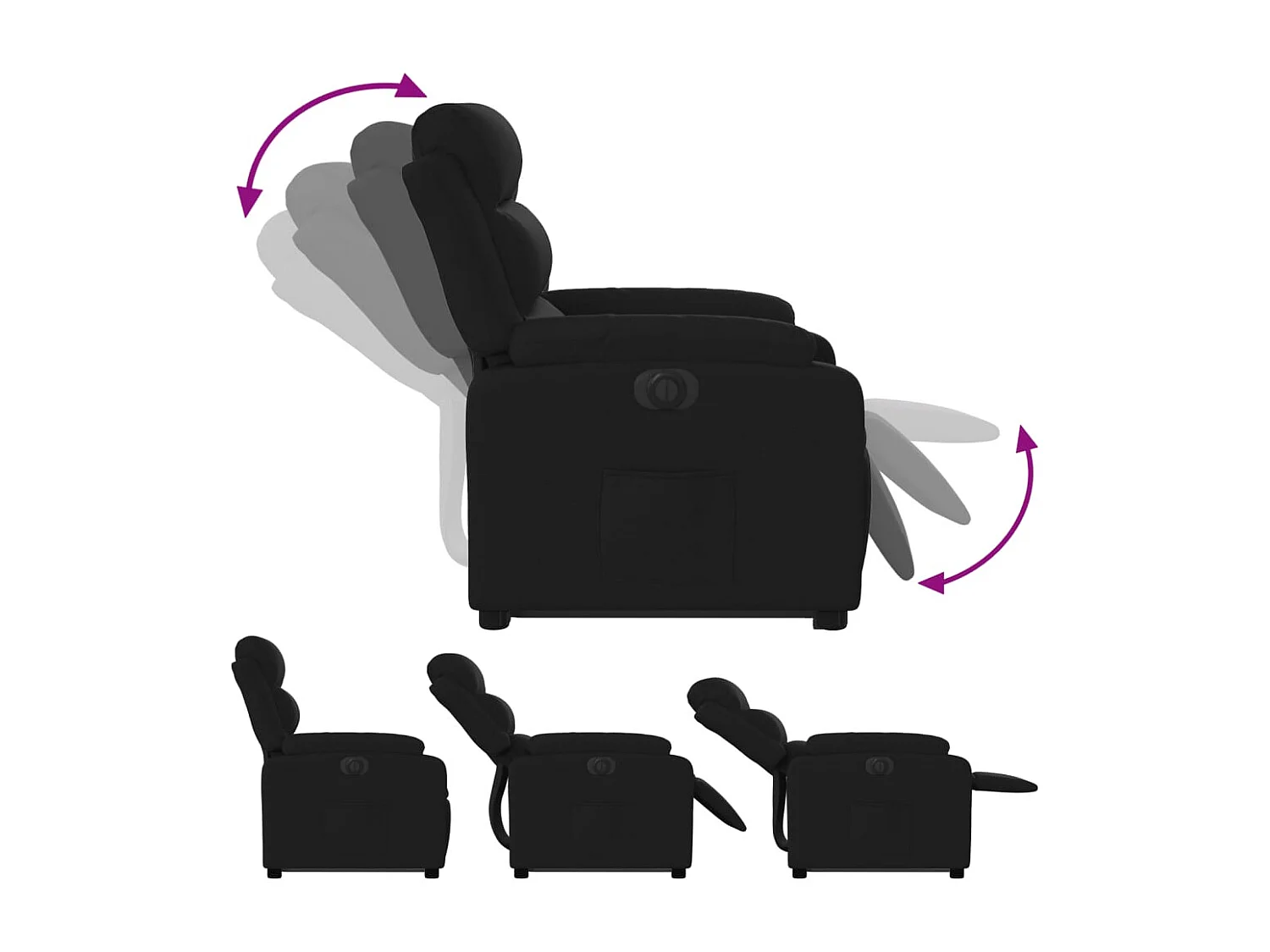 Silla de relax | Sillón eléctrico reclinable elevable de tela negro SHL4107