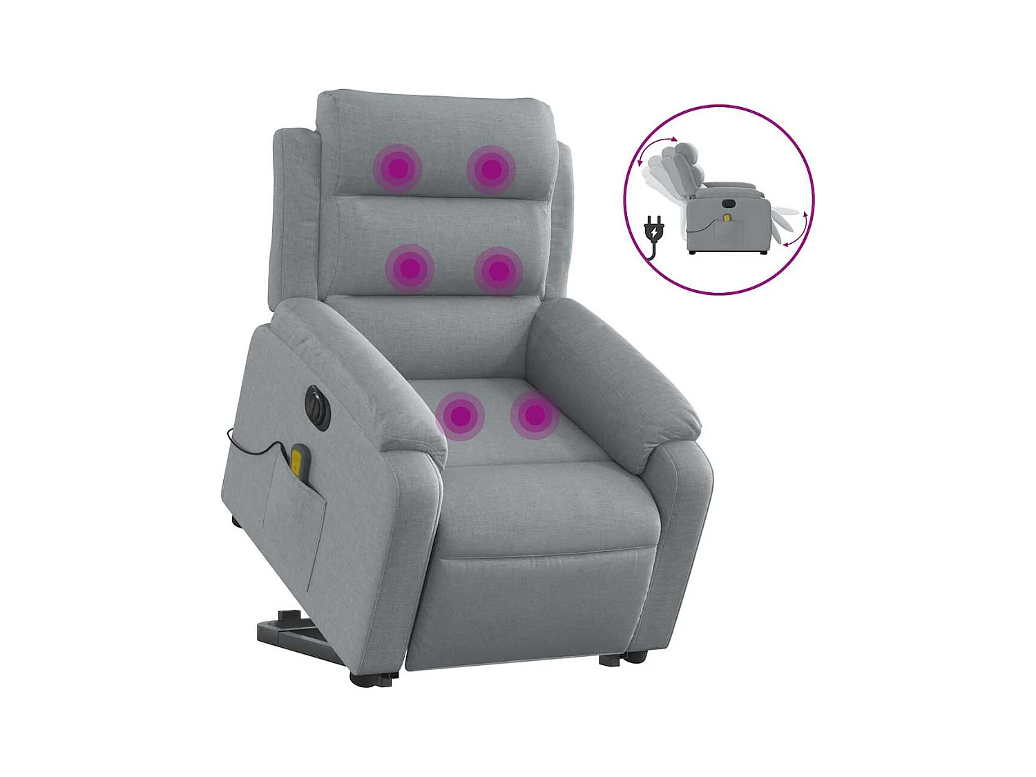Sillón de salón | Silla | Sillón de masaje eléctrico reclinable elevable tela gris claro SHL7956