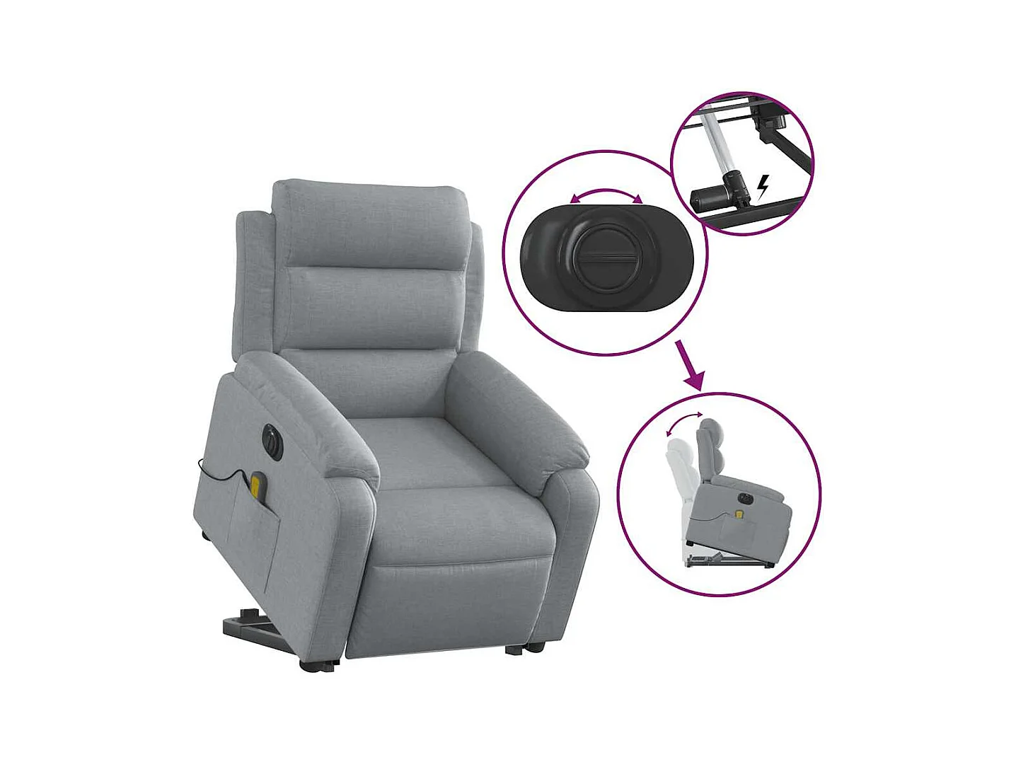 Sillón de salón | Silla | Sillón de masaje eléctrico reclinable elevable tela gris claro SHL7956