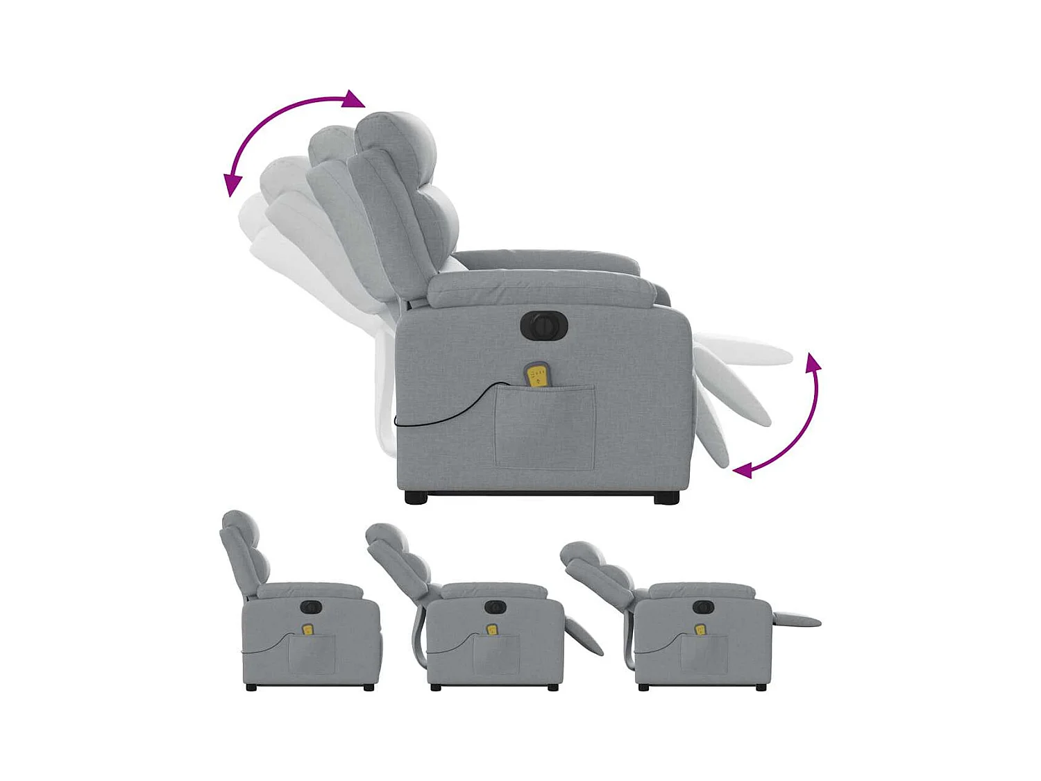 Sillón de salón | Silla | Sillón de masaje eléctrico reclinable elevable tela gris claro SHL7956