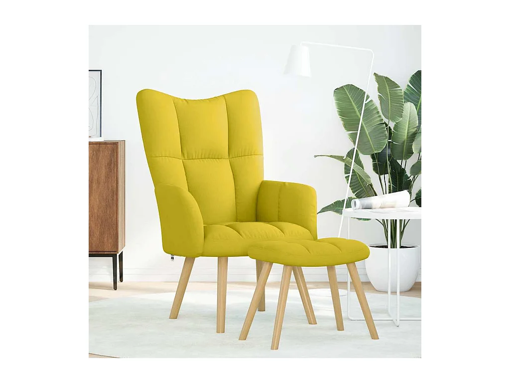 Sillón de relax | Silla de relax con taburete tela amarillo clara SHL5315