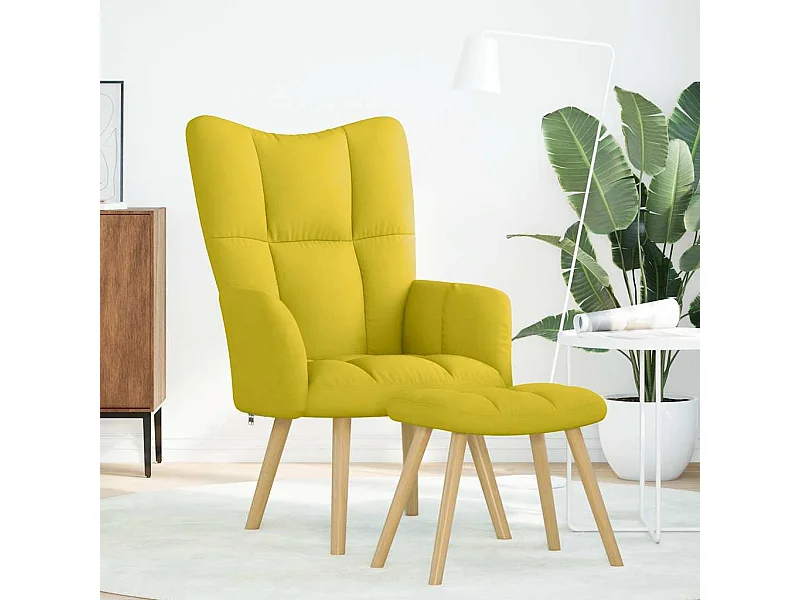 Fauteuil de relaxation-Fauteuil de Lecture avec repose-pied jaune clair tissu SHL3889