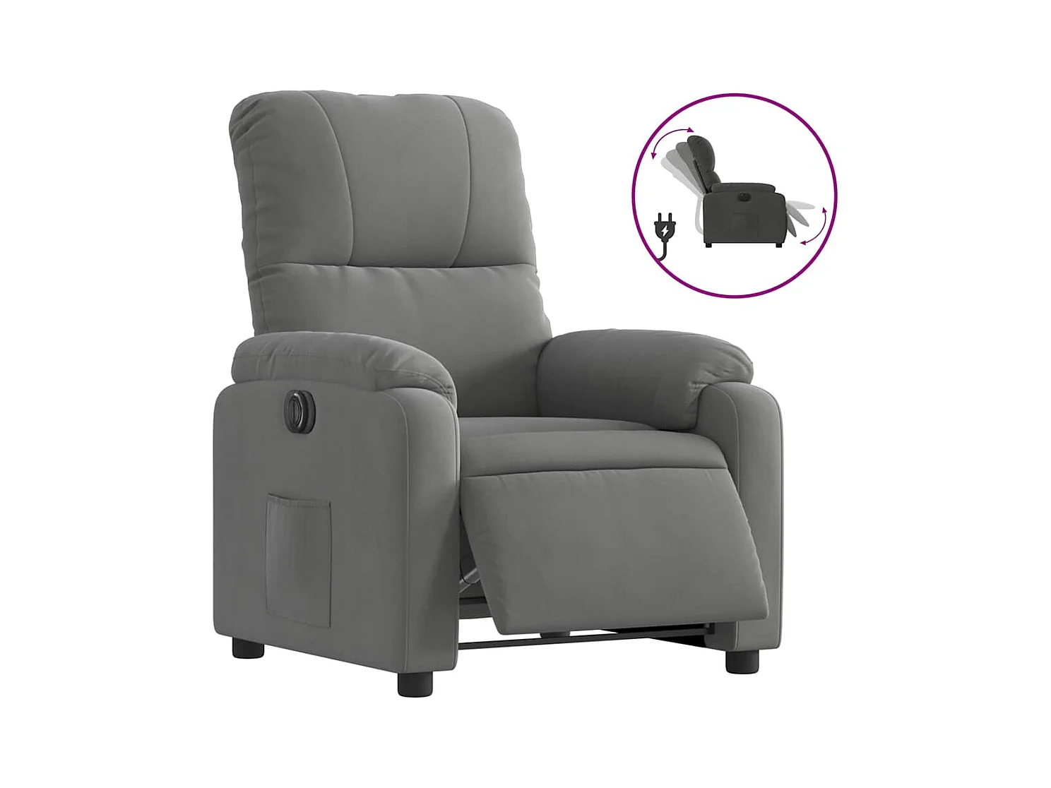 Sillón de relax | Silla | Sillón reclinable eléctrico tela de microfibra gris oscuro SHL8182