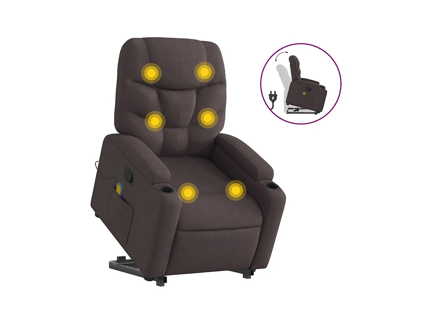 Silla de masaje reclinable de pie de tela marrón oscuro SHL8073