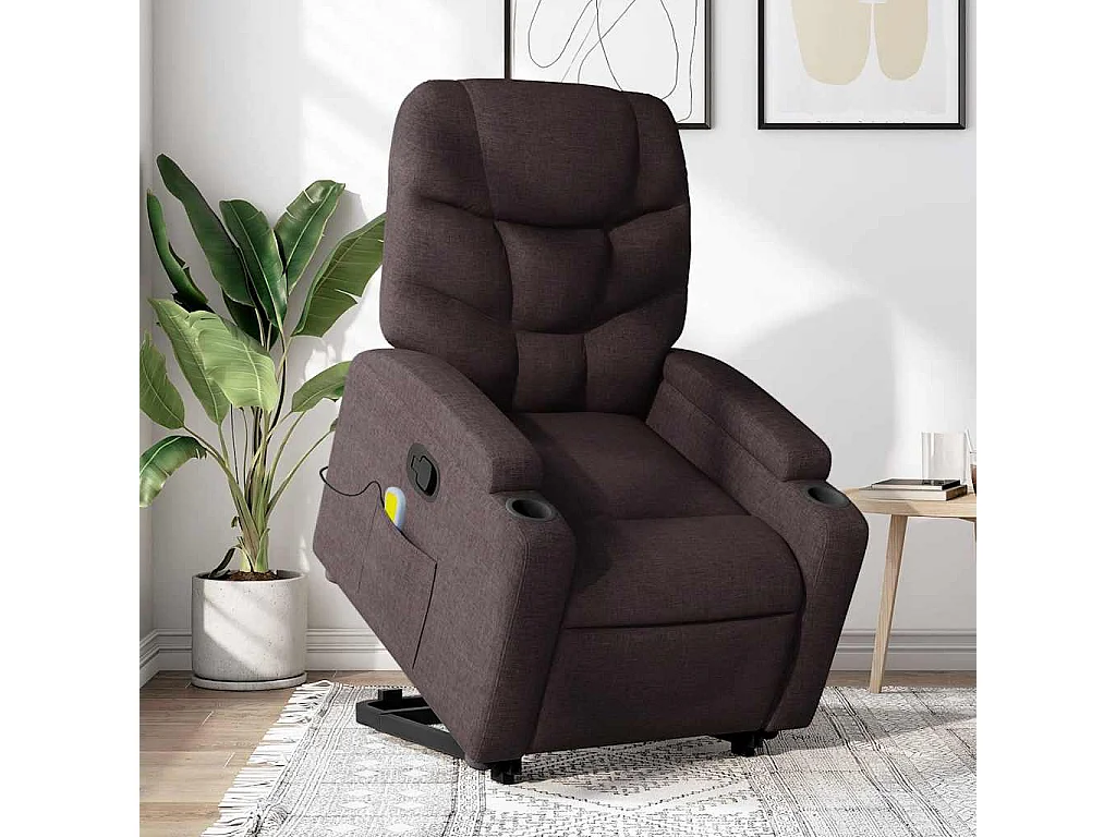 Massagesessel mit Aufstehhilfe | Relaxsessel Dunkelbraun Stoff SHL41121