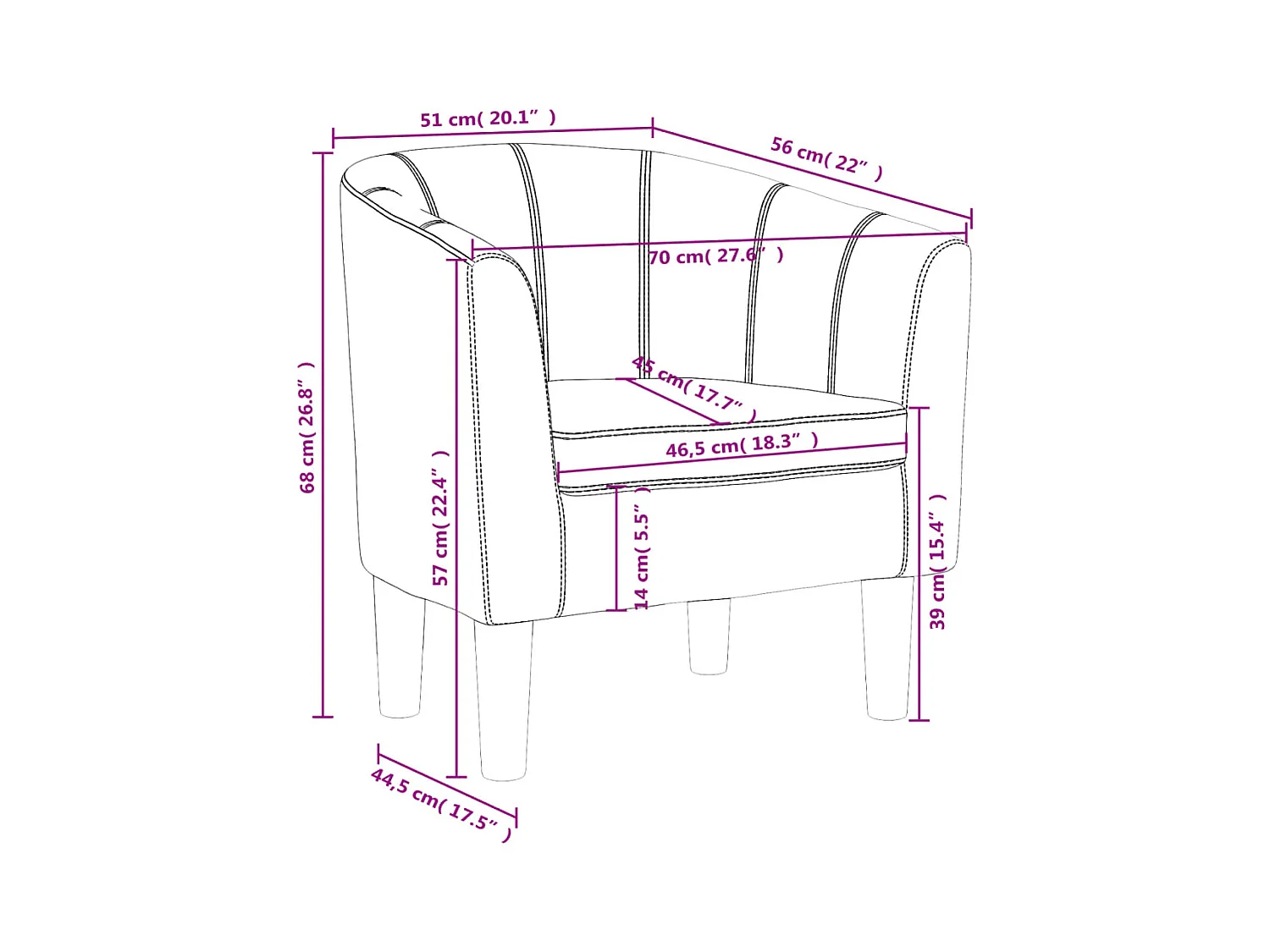 Sillón de salón cuero sintético negro SHL8695