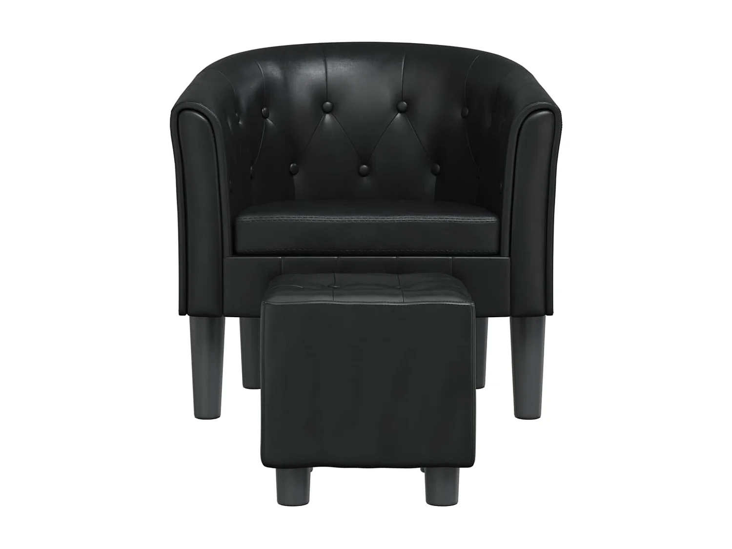 Relaxsessel | Clubsessel mit Fußhocker Schwarz Kunstleder SHL44602