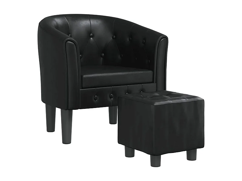 Fauteuil de Salon-Chaise cabriolet avec repose-pied noir similicuir SHL5067